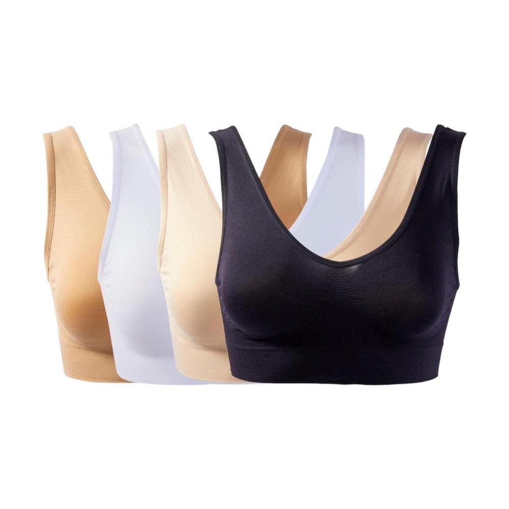 Rhonda Shear Women's 4pk Seamless Ahh Bra Black/White/Lt Beige/Beige -